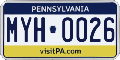 PA license plate MYH0026