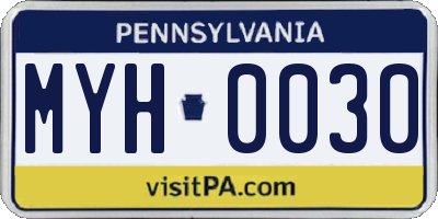PA license plate MYH0030