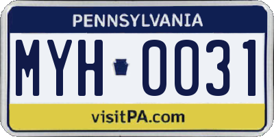 PA license plate MYH0031