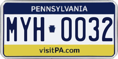 PA license plate MYH0032
