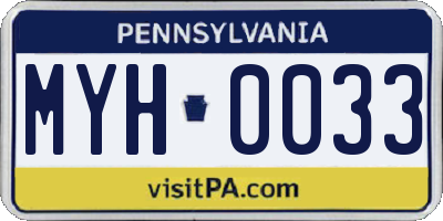 PA license plate MYH0033