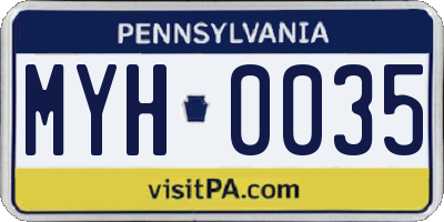 PA license plate MYH0035