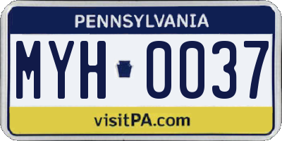 PA license plate MYH0037