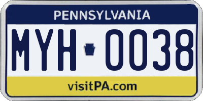 PA license plate MYH0038