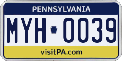 PA license plate MYH0039