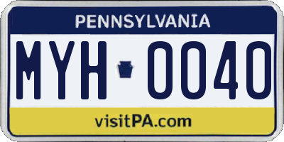 PA license plate MYH0040
