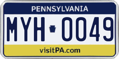 PA license plate MYH0049