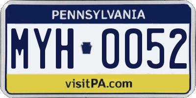 PA license plate MYH0052