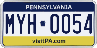 PA license plate MYH0054