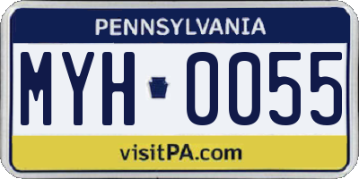 PA license plate MYH0055