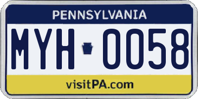 PA license plate MYH0058