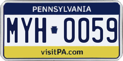 PA license plate MYH0059