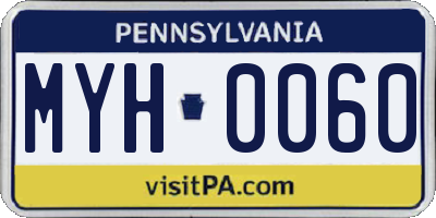 PA license plate MYH0060