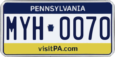 PA license plate MYH0070