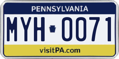 PA license plate MYH0071
