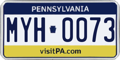 PA license plate MYH0073