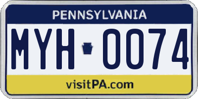 PA license plate MYH0074