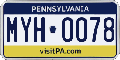 PA license plate MYH0078