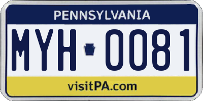 PA license plate MYH0081