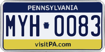 PA license plate MYH0083
