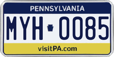 PA license plate MYH0085