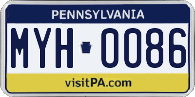 PA license plate MYH0086