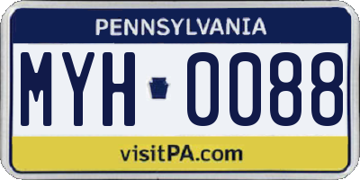 PA license plate MYH0088