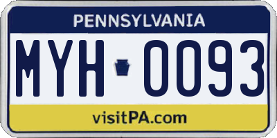 PA license plate MYH0093