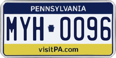PA license plate MYH0096