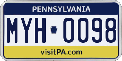 PA license plate MYH0098