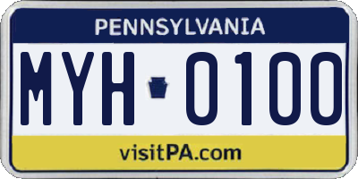 PA license plate MYH0100
