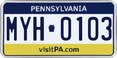 PA license plate MYH0103