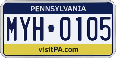 PA license plate MYH0105