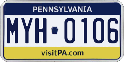 PA license plate MYH0106