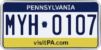 PA license plate MYH0107