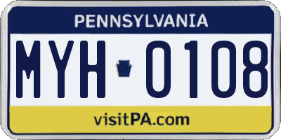 PA license plate MYH0108