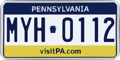PA license plate MYH0112