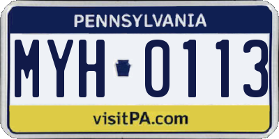 PA license plate MYH0113