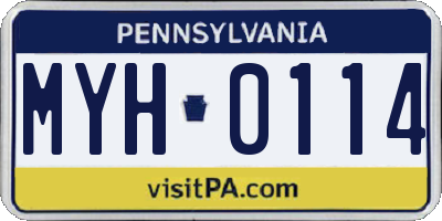 PA license plate MYH0114