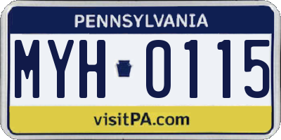 PA license plate MYH0115