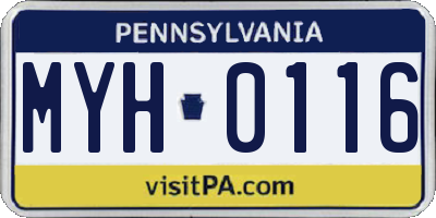 PA license plate MYH0116