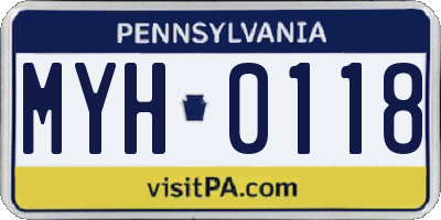 PA license plate MYH0118