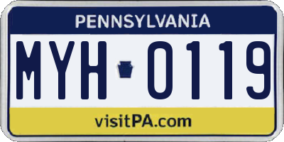 PA license plate MYH0119