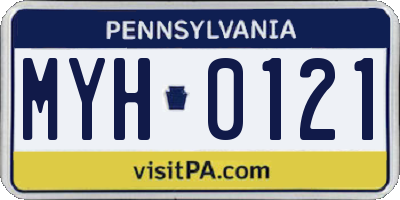 PA license plate MYH0121