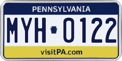 PA license plate MYH0122