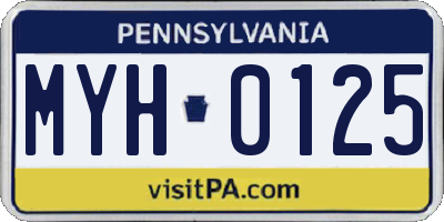 PA license plate MYH0125