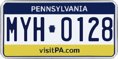 PA license plate MYH0128