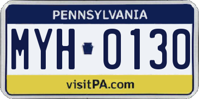 PA license plate MYH0130