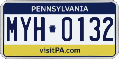 PA license plate MYH0132
