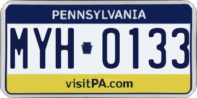 PA license plate MYH0133